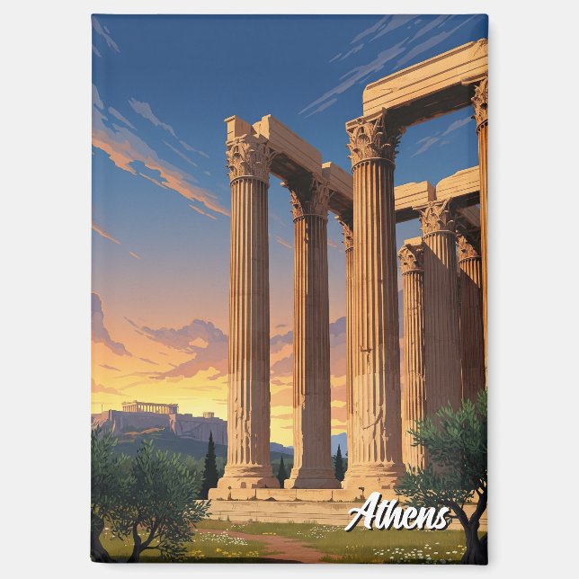 Imán Templo de Atenas en la Olimpíada Zeus Grecia Viaje (Anverso)