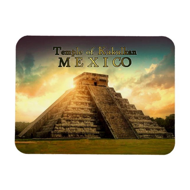 Imán Templo de Kukulkan México estilizado (Horizontal)