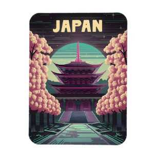 Imán Templo japonés Sakura de la ola de vaporolas LoFi
