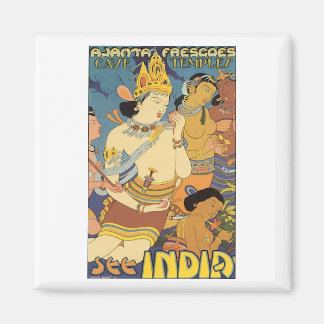Imán Templos cueva, ver afiche de viaje de India