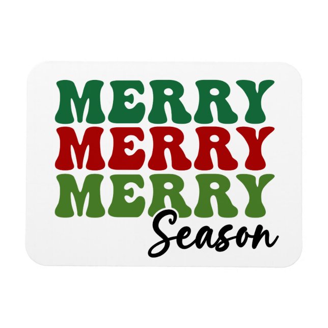 Imán Temporada de merry Merry - Arte de vacaciones retr (Horizontal)