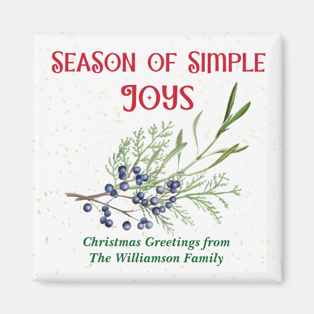 Imán Temporada de Simples Placeres Blue Juniper Navidad (Frente)
