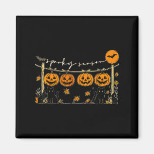 Imán Temporada espeluznante Halloween retro gato negro 