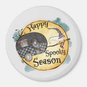 Imán Temporada feliz de fantasía   Camping de Halloween