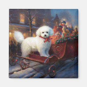 Imán Temporada festiva de los Navidades Bichon Frise