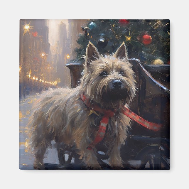 Imán Temporada festiva de los Navidades Cairn Terrier (Frente)