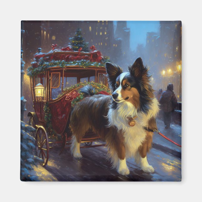 Imán Temporada festiva de los Navidades Papillon (Frente)