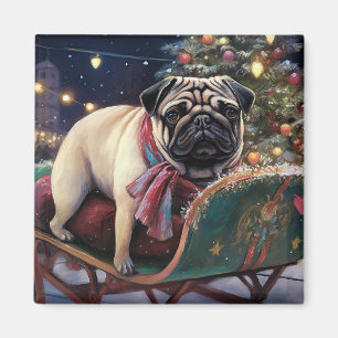 Imán Temporada festiva de los Navidades Pug