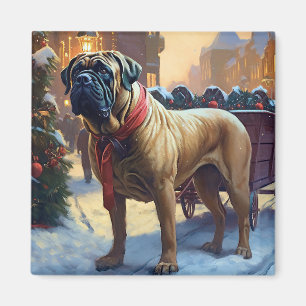 Imán Temporada festiva de Navidades de bullmastiff