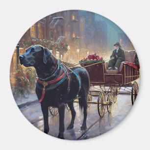 Imán Temporada festiva de Navidades de Labrador Negro