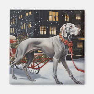 Imán Temporada festiva de Navidades de Weimaraner