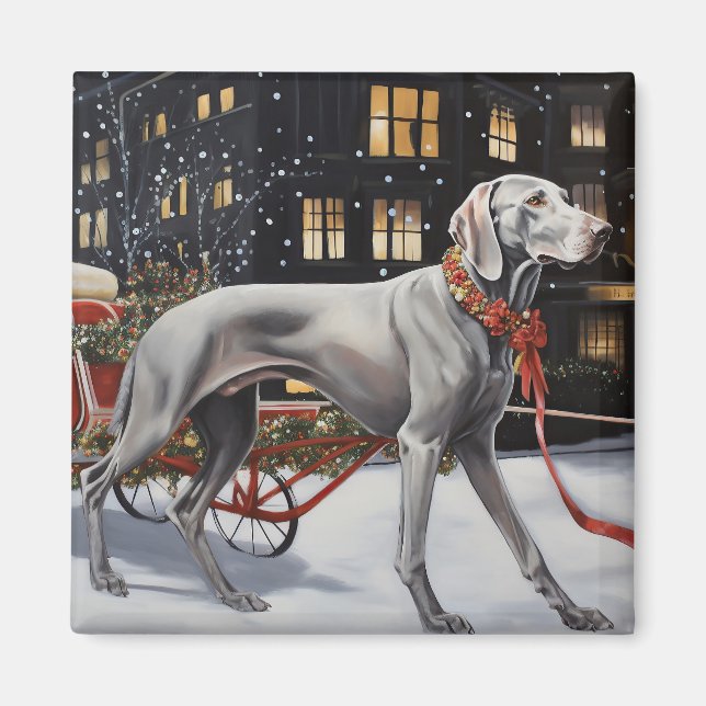 Imán Temporada festiva de Navidades de Weimaraner (Frente)