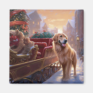 Imán Temporada festiva de Navidades Golden Retriever