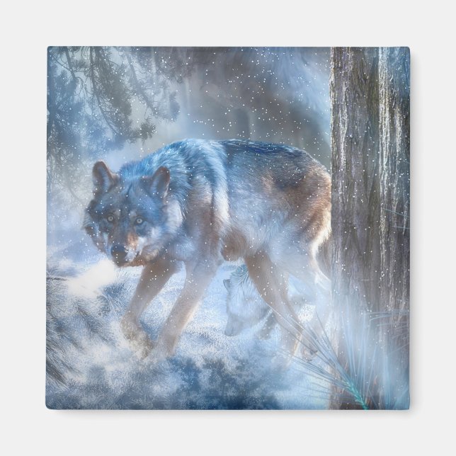 Imán TEMPORADA Gris DE Lobo DE LA LLUVIA (Frente)