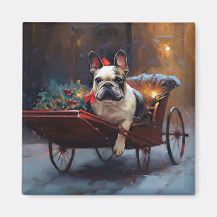 Imán Temporada Navideña del Bulldog Francés