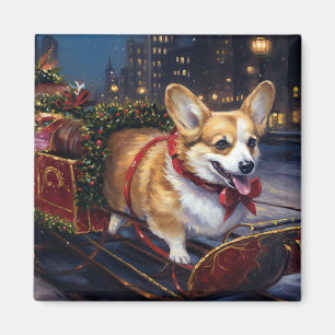 Imán Temporada Navideña del Corgi