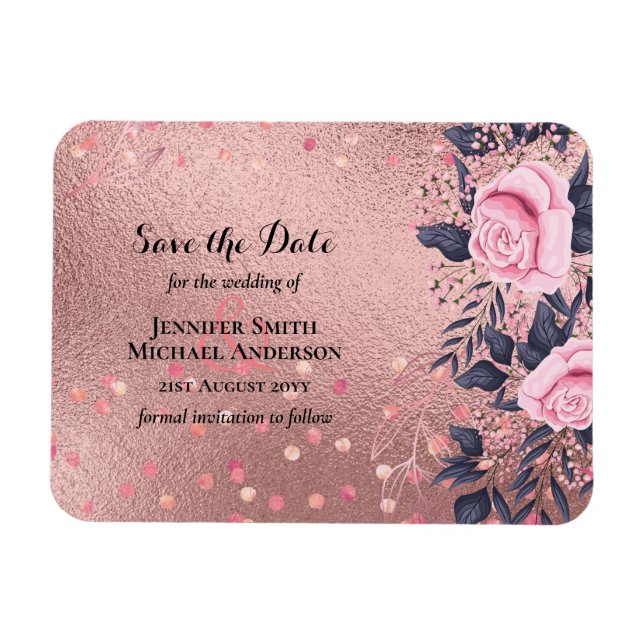 Imán Tendencia de ROSEGOLD Boda de la Marina Rosa Metál (Horizontal)