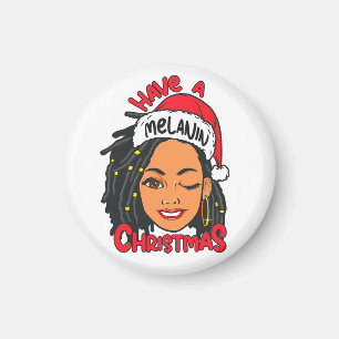 Imán Tener un Melanin Navidad Chica Negro Sista Mágico