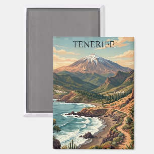 Imán Tenerife Vintage Isla Canaria Montaña Teide y Play