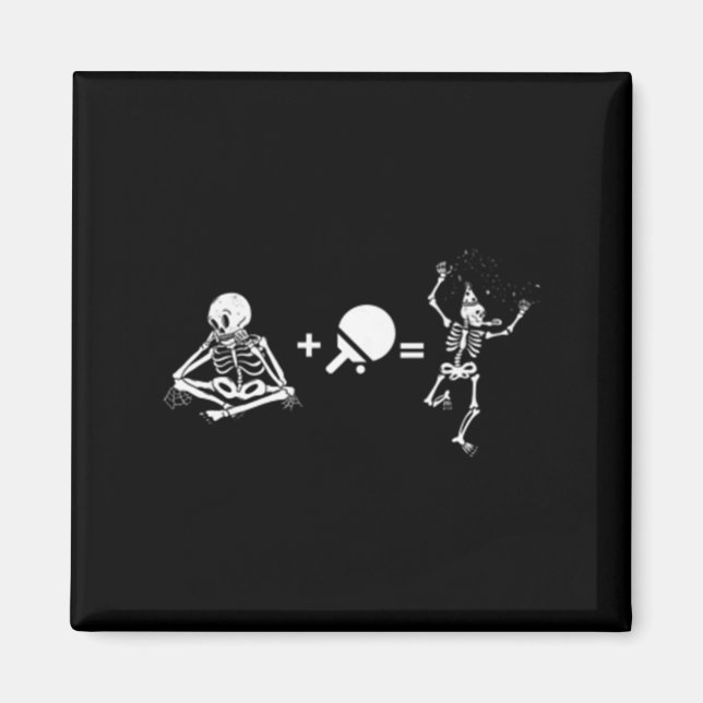 Imán Tenis de mesa divertida con esqueleto y ping pong (Frente)
