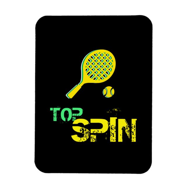 Imán Tennis Sport Pop Art, Green & Yellow Racket & Ball (Vertical)