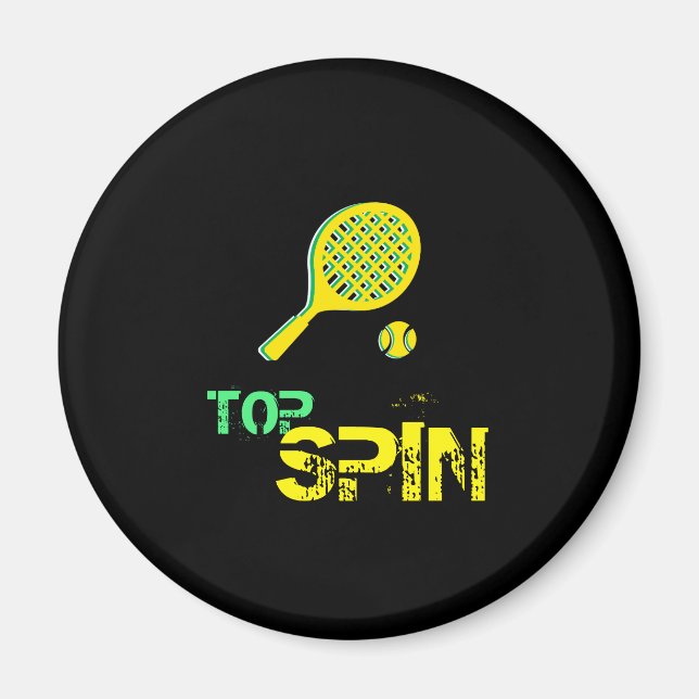 Imán Tennis Sport Pop Art, Green & Yellow Racket & Ball (Frente)