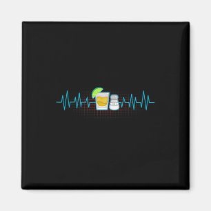 Imán Tequila Lime Salt Heartbeat Funny Cinco De Mayo Fi