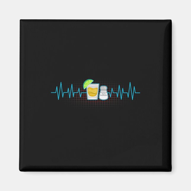 Imán Tequila Lime Salt Heartbeat Funny Cinco De Mayo Fi (Frente)