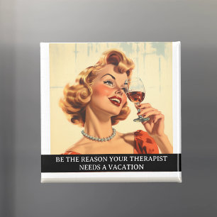 Imán Terapeuta de Frase Divertida Retro de los 50