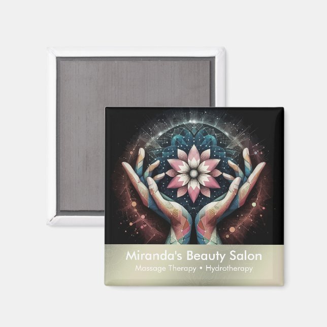 Imán Terapia Masajista Manos Curadoras Energía Spa Well (Anverso/Reverso)