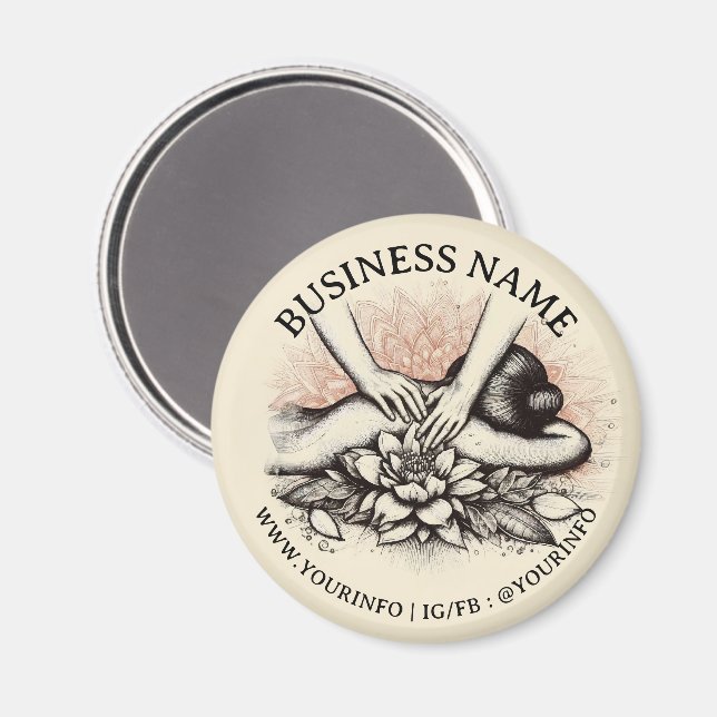 Imán Terapia Masajista Manos Curadoras Energía Spa Well (Anverso/Reverso)