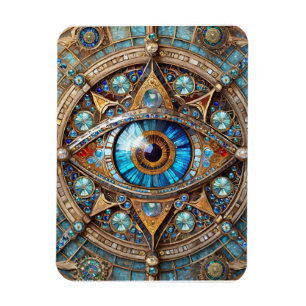 Imán Tercer Ojo - Mandala de Oro Azul Turquesa