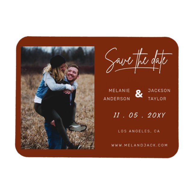 Imán Terracota Naranja quemado simple manuscrita Foto S (Horizontal)