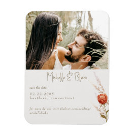 Imán Terracotta Floral Photo Wedding Guardar la fecha