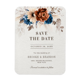 Imán Terracotta Navy Blue Pampas Grass Save the Date