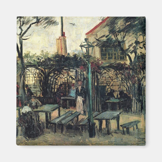 Imán Terraza de un café, Montmartre por Vincent van Gog (Frente)