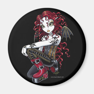 Imán "Terri" Gótico Rojo Rosa Tatto Fairy Art Magnet