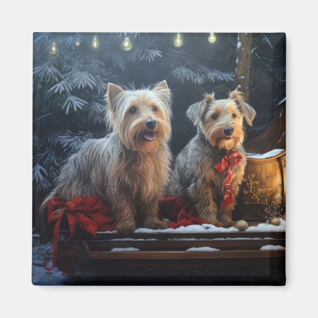 Imán Terrier Australiano Snowy Sleigh Decoración de Nav (Frente)