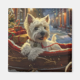 Imán Terrier Blanco de West Highland Perro Navideño Fes