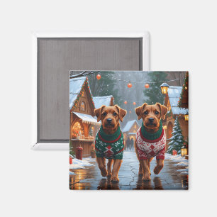 Imán Terrier de la Bahía de Chesapeake Navidad Nieve Fi