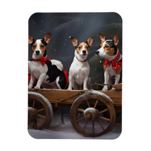 Imán Terrier de Rata Nieve Trineo Navidad Decoración