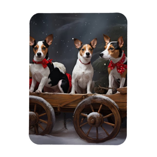 Imán Terrier de Rata Nieve Trineo Navidad Decoración (Vertical)