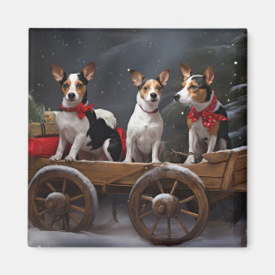 Imán Terrier de Rata Nieve Trineo Navidad Decoración
