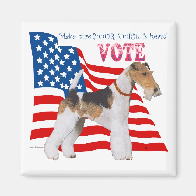 Imán Terrier de zorro de pelo duro VOTA (Frente)