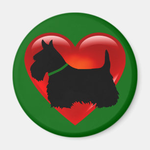 Imán Terrier escocés corazón rojo/amor Isla verde