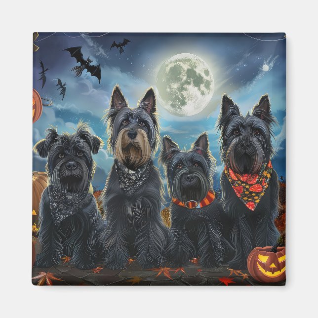 Imán Terrier Escocés Halloween Espeluznante (Frente)