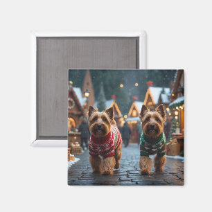 Imán Terrier Trigo Perros Navidad Nieve Fiesta 