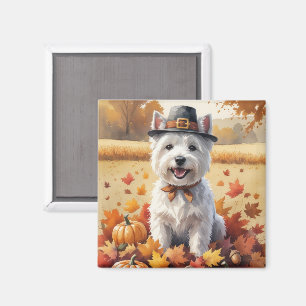 Imán Terrier West Highland Blanco Hojas de Otoño