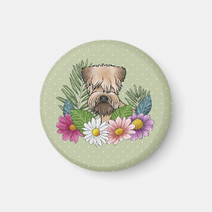 Imán Terrier Wheaten de Pelaje Suave Flores Coloridas V