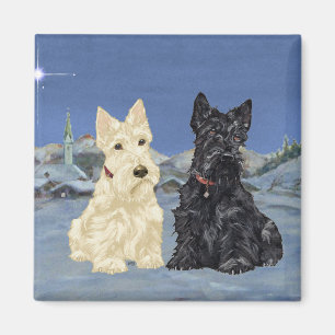 Imán Terriers Escoceses Black & Wheaten Invierno
